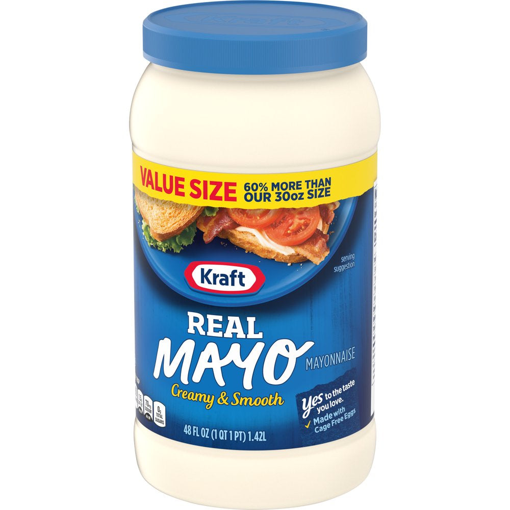 Kraft Real Mayo Creamy & Smooth Mayonnaise, 48 Fl Oz Jar