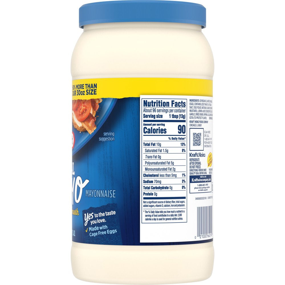 Kraft Real Mayo Creamy & Smooth Mayonnaise, 48 Fl Oz Jar